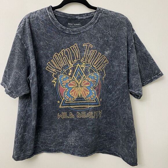 Just 'Cause World Tour Wild Beauty Acid Wash Graphic Band T-Shirt Size Large - Picture 11 of 13